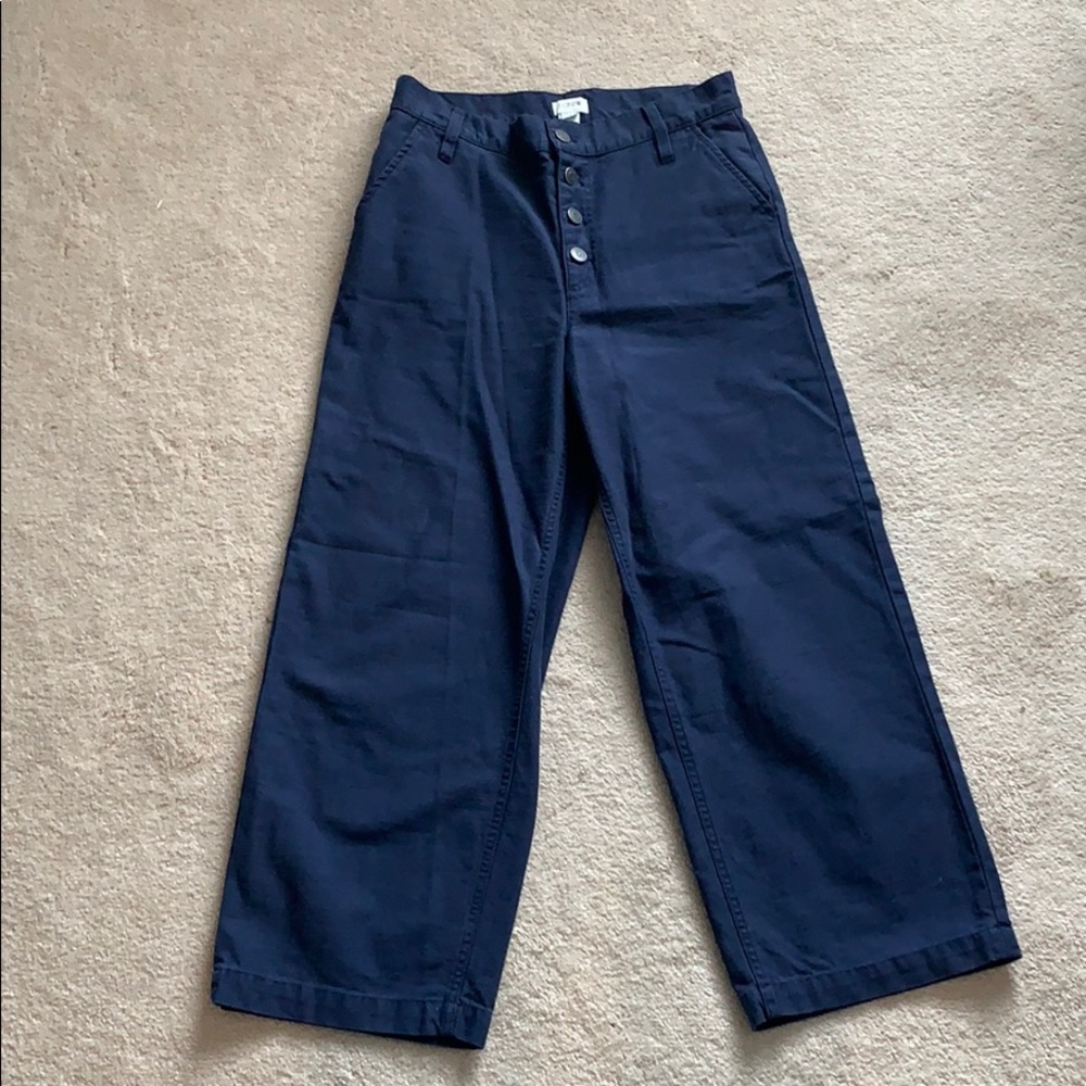 JCrew Button-Up Wide Leg Navy Pants Size 26